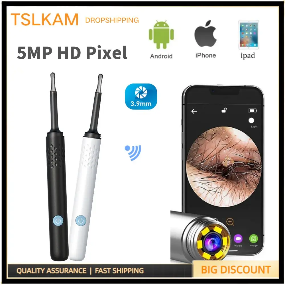 visual ear cleaner com camera ear wax remocao otoscopio ferramenta endoscopio earpick mini camera health care grupo 5mp 01