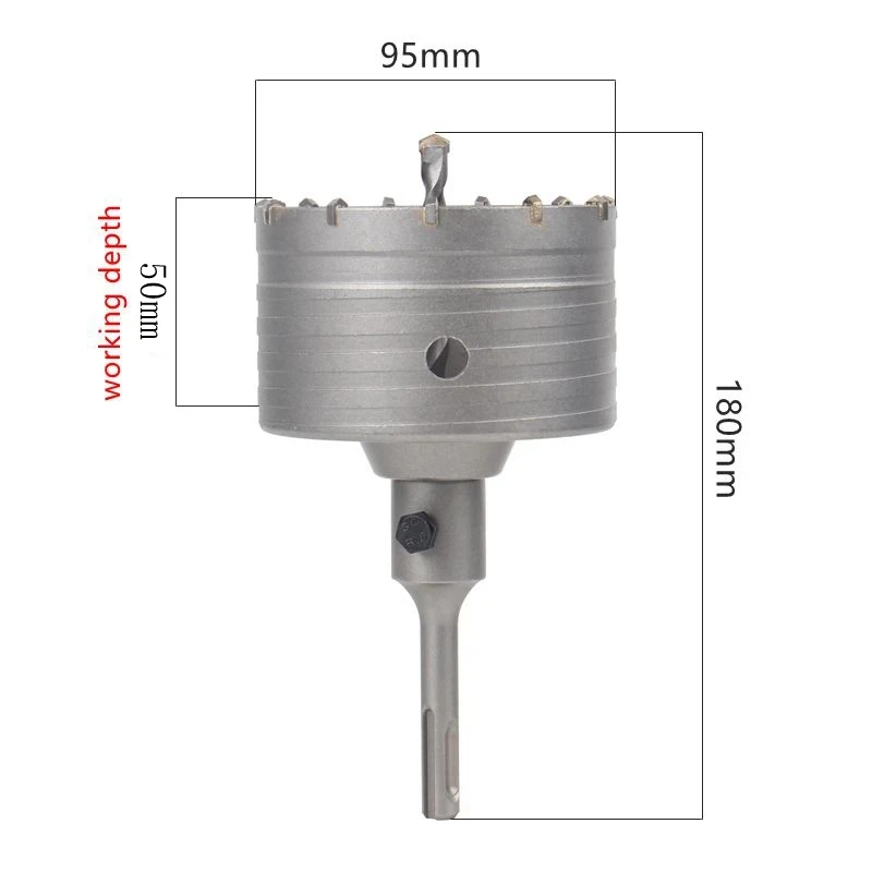HEDA 95mm Sega a tazza con nucleo in lega di carburo di cemento SDS PLUS Punta da trapano cava elettrica Tubo dell'aria condizionata Pietra di cemento