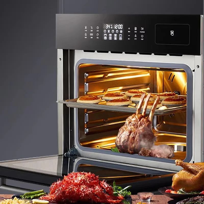 فرن بخار كومبي ذكي مدمج سعة 60 لتر مع باب زجاجي، خبز حراري دوار للبيتزا/الخبز/الكعك، المطبخ المنزلي والتجاري #3