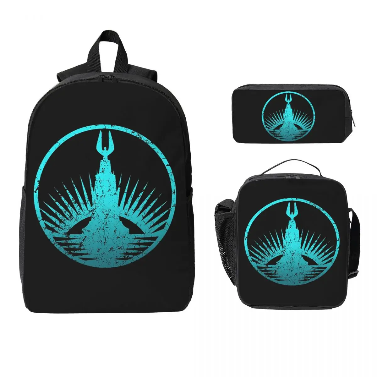 Sac à dos Bioshock Rapture Teal Faded, sac à livres pour étudiants, sac d'école, sacs à bandoulière pour ordinateur portable, sac à déjeuner isotherme 3ps, trousse à crayons