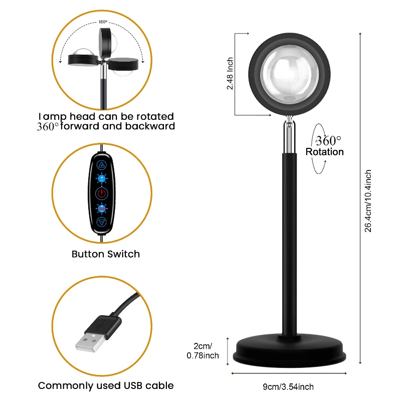 LED Smart Sunset Lamp, RGB Night Light with Remote Control and APP USB Charging for Photography Party Home Living Room Bedroom