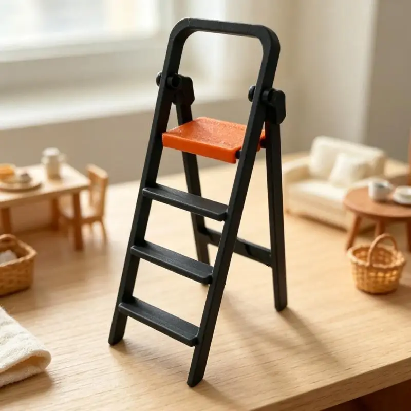 Dollhouse Mini Ladder Realistic Textured Plastic Miniature Decor for DIY Desktop Micro Landscape Ornament Gifts