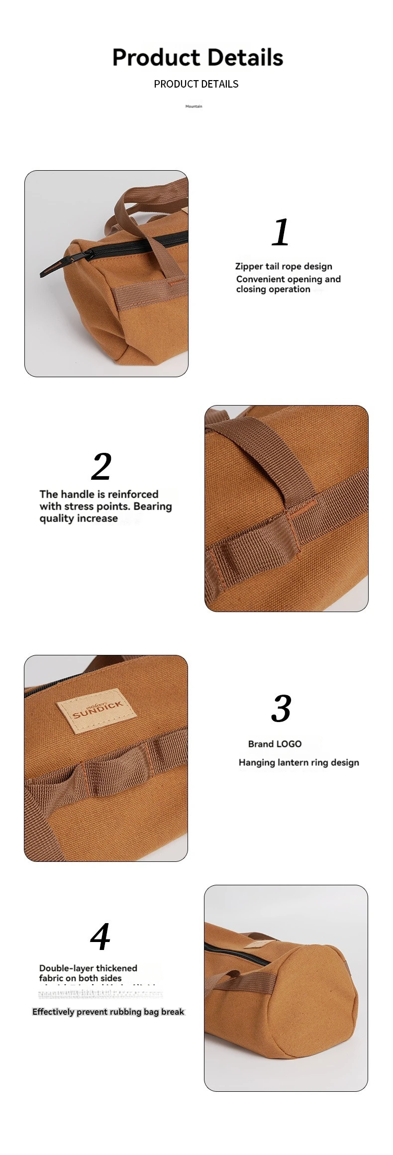 Große Kapazität Handtasche mit Verdicktem Zylinder für Camping-Zeltheringe, Kleinkram und Werkzeugorganisation – Detail 11