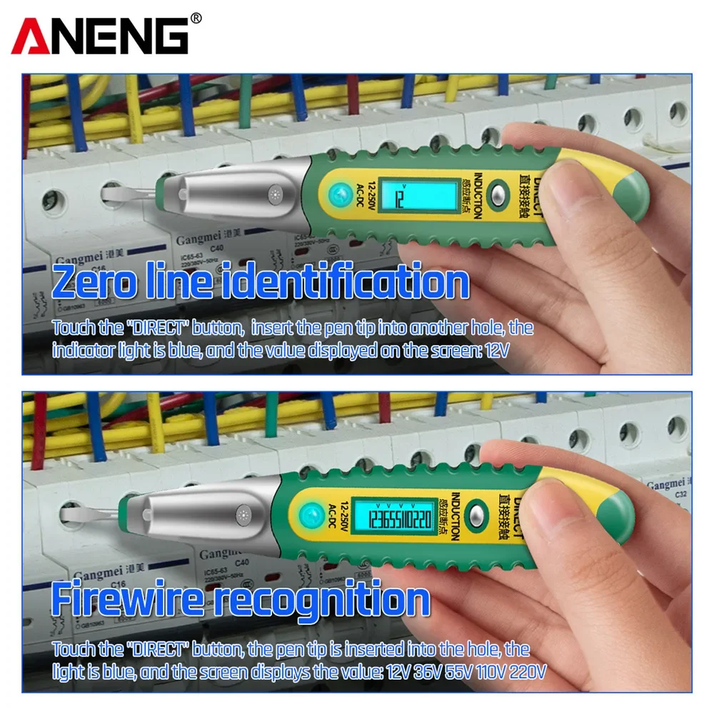 ANENG VD700 الذكية عدم الاتصال القلم مفك LCD شاشة ديجيتال صفر خط التعرف على التيار المتناوب/تيار مستمر 12-250 فولت أدوات اختبار الكهربائي