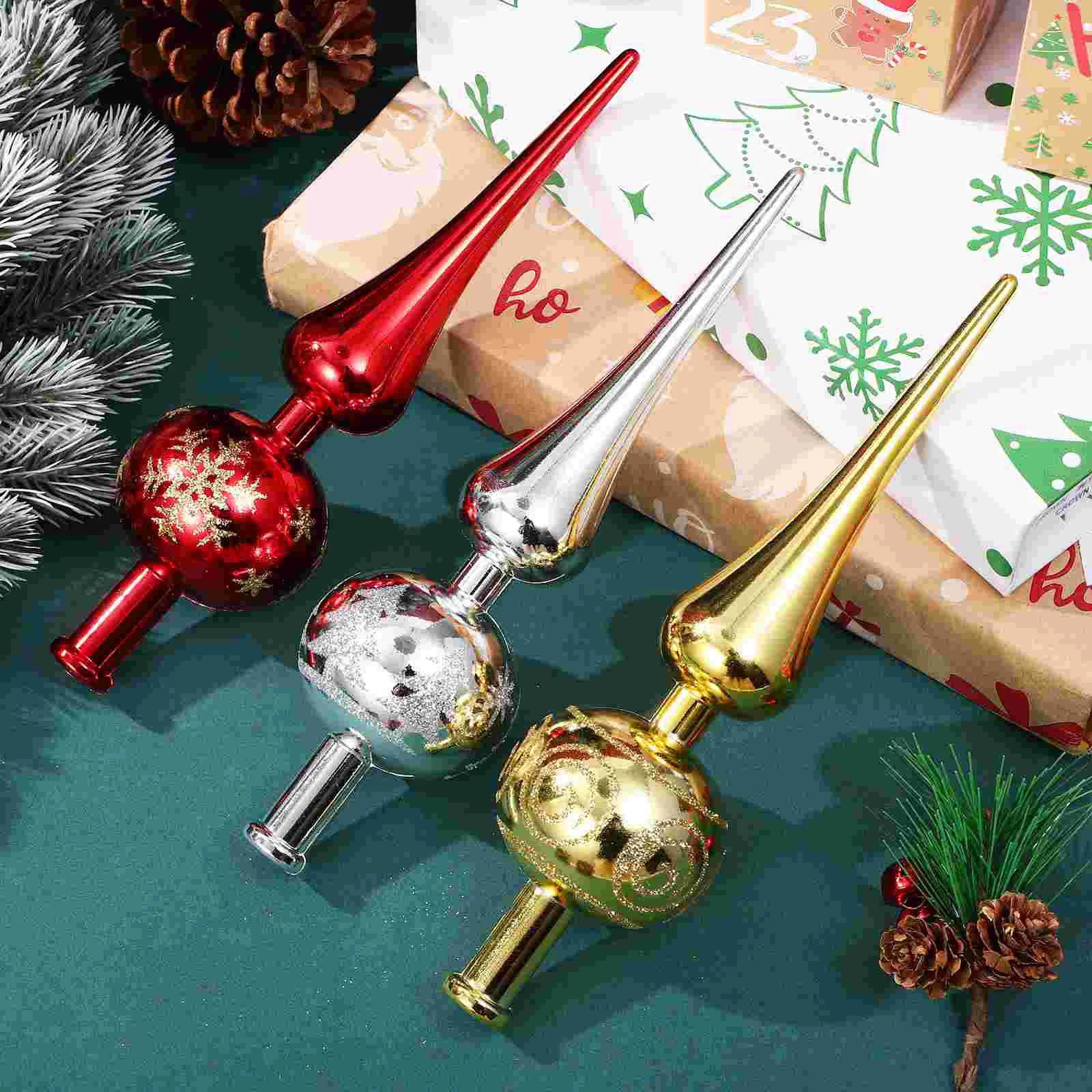 3 uds decoraciones calabaza árbol estrella superior Navidad oro adornos de Natividad Toppers
