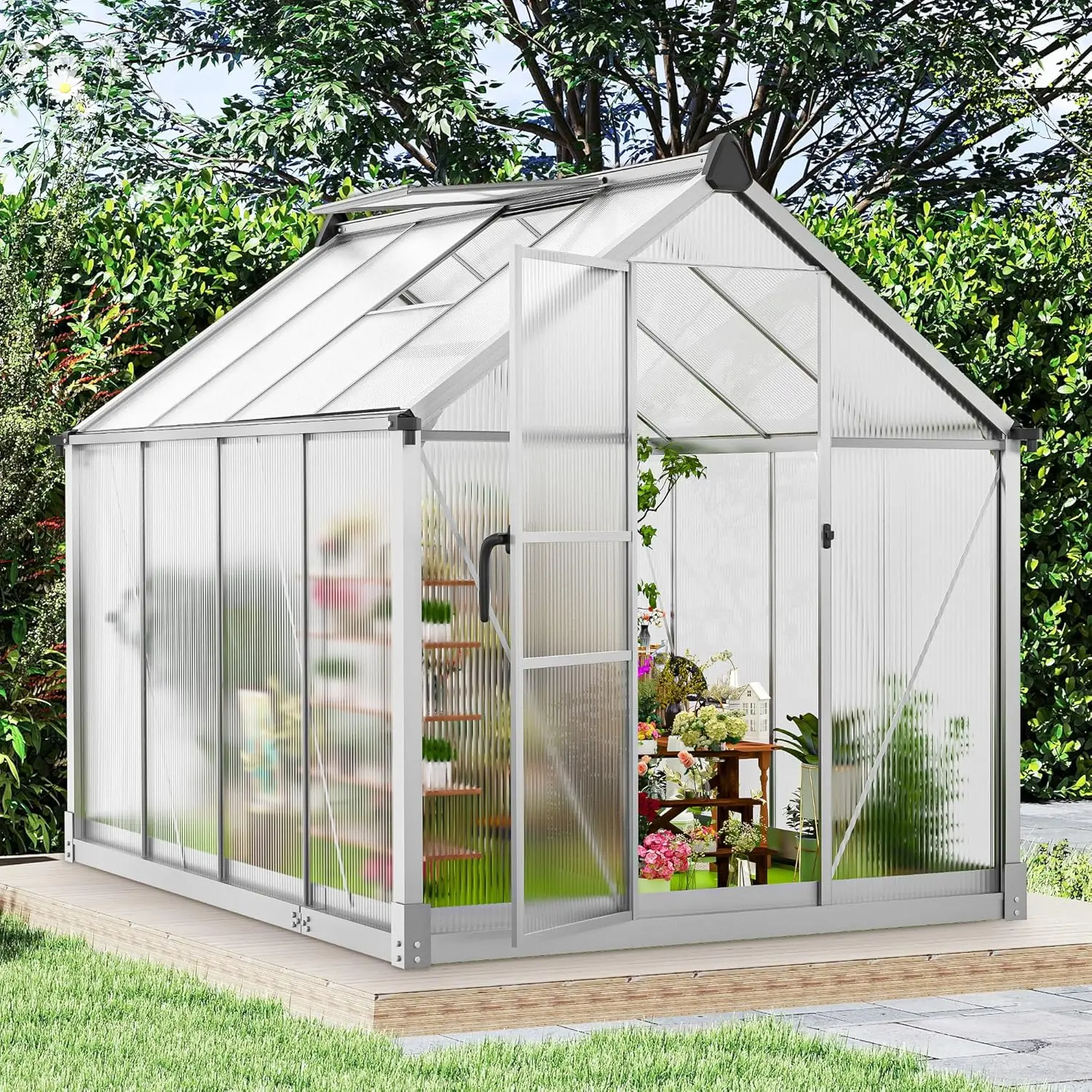 Aluminum Polycarbonate Greenhouse With Ventilation And Rain Gutter, Polycarbonate Greenhouse, Walk In Greenhouse For Outdoor