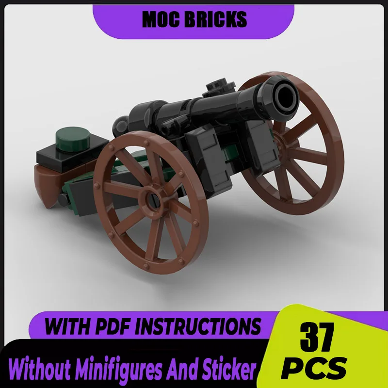 Technology Bricks Medieval 12 Pound Howitzer Model Moc Building Blocks DIY Assembly Black Falcon Knight's Castle Toys For