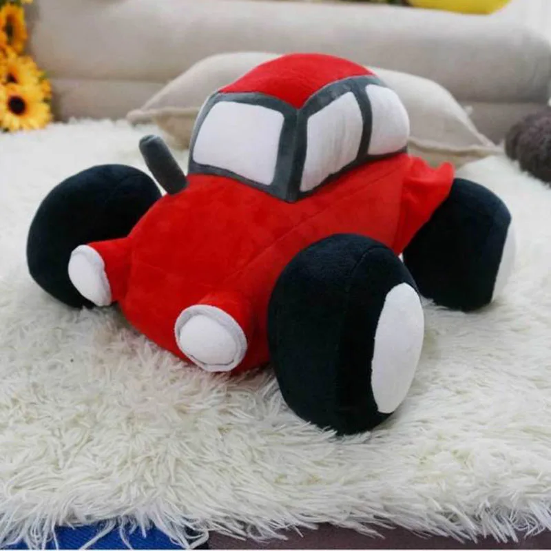 

Cute Red Cartoon Car Plush Toy Soft Stuffed Vehicle Pillow with Big Tires Kawaii Stuffed Car Plushie for Kids Birthday Gift