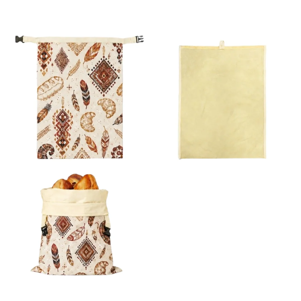 Bolsas de Algodón para Pan con Cierre de Cera de Abeja 43x33, Bolsa para Pan de Levadura con Bolsa Interior Extraíble, Bolsa de Almacenamiento de Pan con Diseño de Pan, para Hornear
