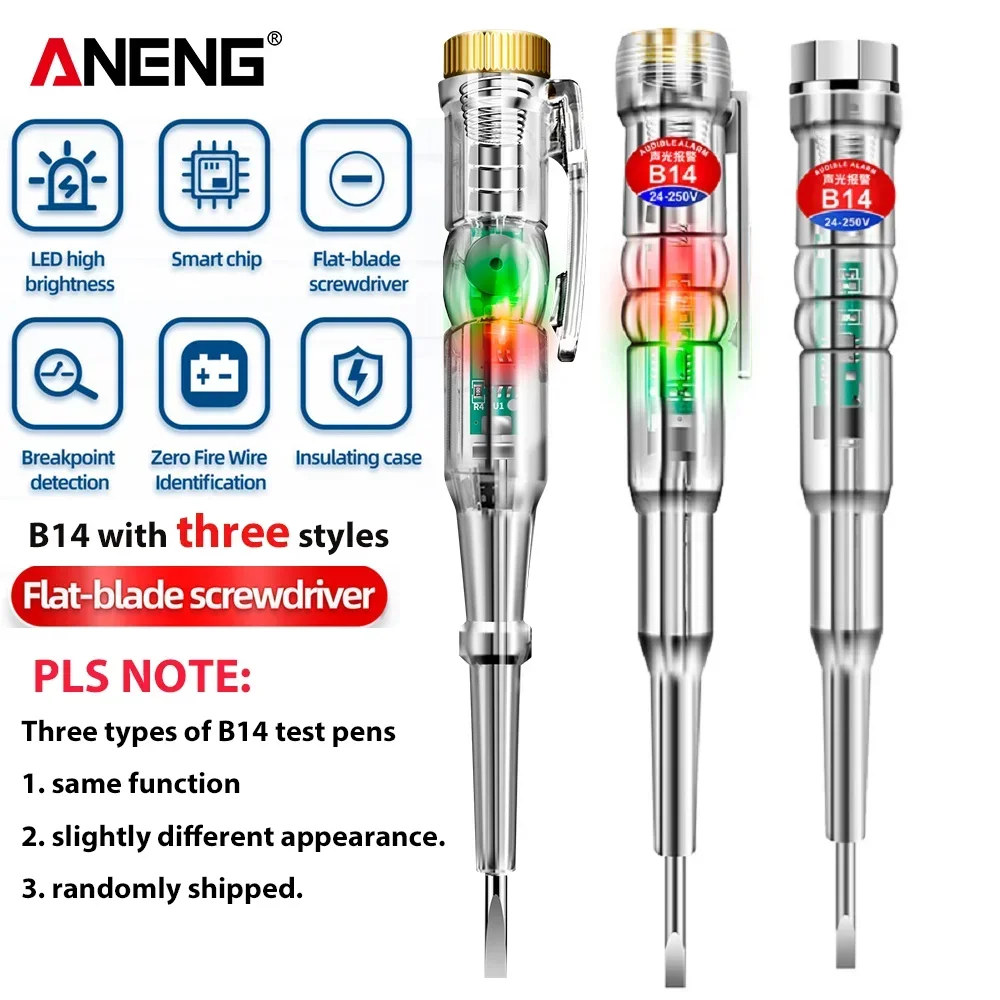 

ANENG B14 Non-contact Intelligent Voltage Tester Pen, 24-250V AC Voltage Induction Breakpoint Detection Light Alarm Test Pencil