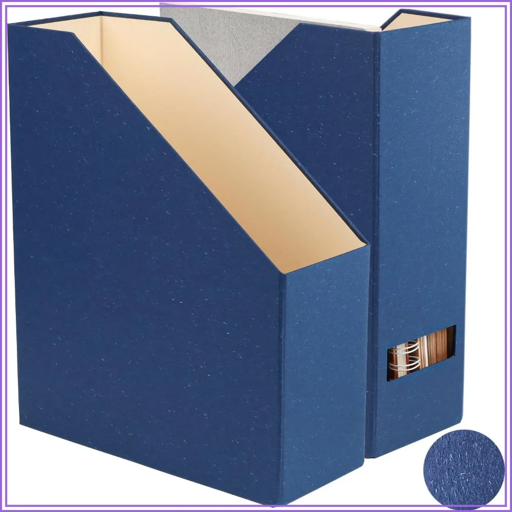 

Desk Organizer: 2-Pack Magazine Holder, Paperboard File Storage for Home & Office, Classic Blue