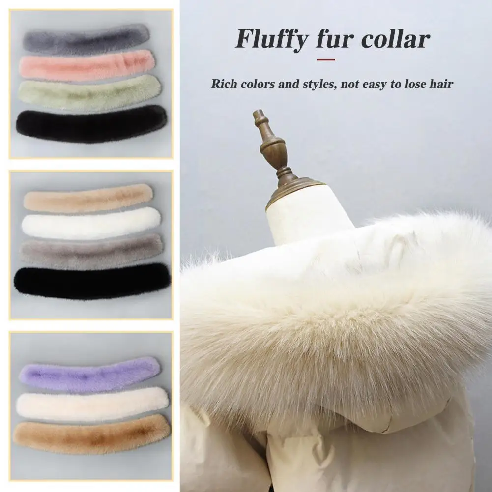 Faux Fur Collar Soft Fluffy Faux Fur Hood Trim Collar for Diy Clothes Sewing Plush Warm Hood Collar Multi Colors for Jackets