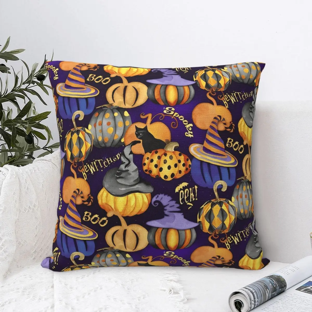 

Pumpkins Purple Halloween Pillow Case Cushion Cover Soft Custom DIY Pillow Cover Fashion Pillowcases For Sofa Home Decoration