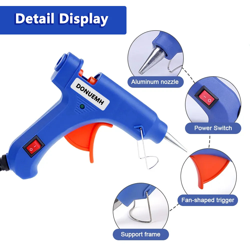 20w/100w Glue Gun Mini Hot Melt Glue Gun Electric Heat Temperature Gun Home Diy Repair Set With Transparent Glue Stick 7mm/11mm