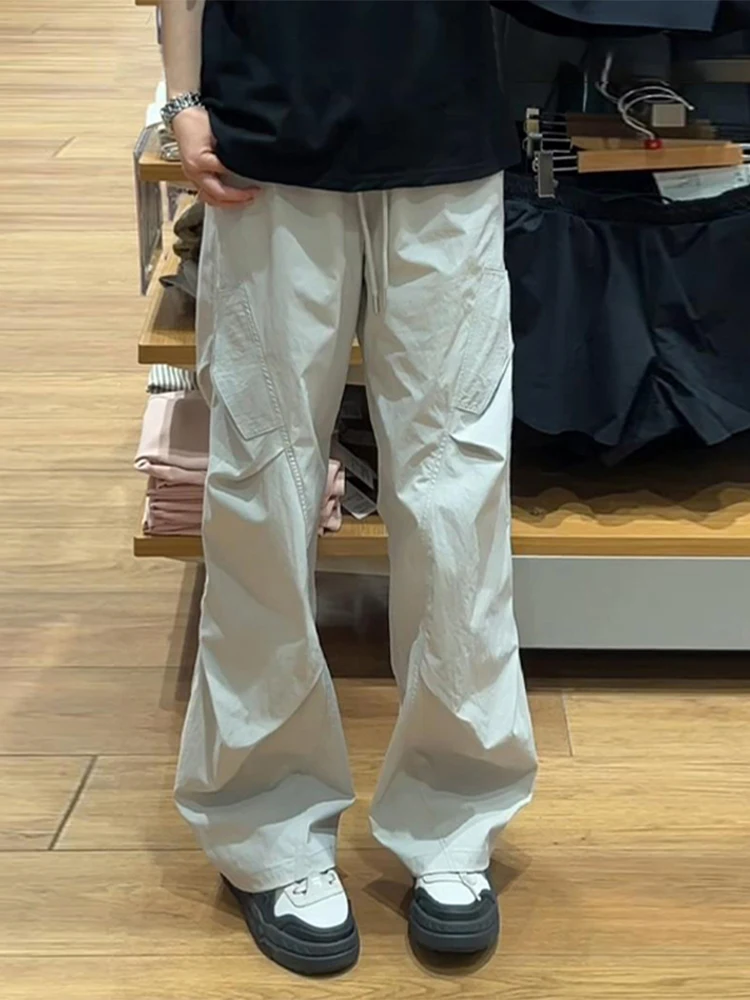 

Qui Dry Nylon Paratrooper Pants Men's Autumn Thin Soft ell Waterproof Workwear Straight Leg Angle Cut Wide Leg Pants