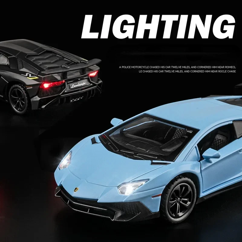 1:36 Aventador LP750-4 Sports car Diecast Metal Alloy Model car Sound Light Pull Back Collection Kids Toy Gifts D161
