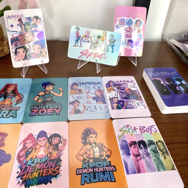 

KPop Demon Hunters Laser Card Animation Peripheral Commemorative Toys Korean Idol Collection Paper Card Boy Girl Birthday Gift