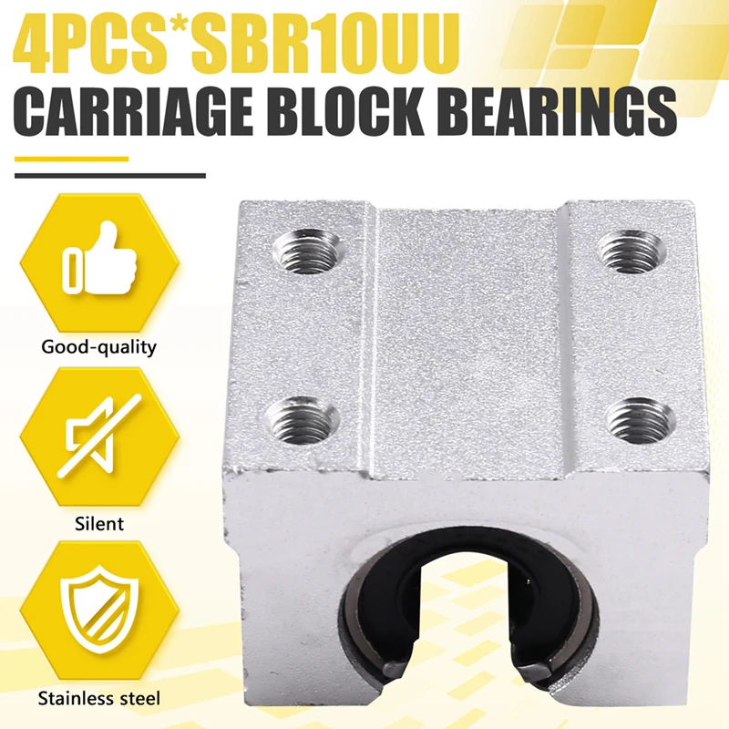 ABDJ-4Pcs SBR10UU Carriage บล็อกแบริ่งสําหรับ SBR10 Linear Support Rail CNC Router