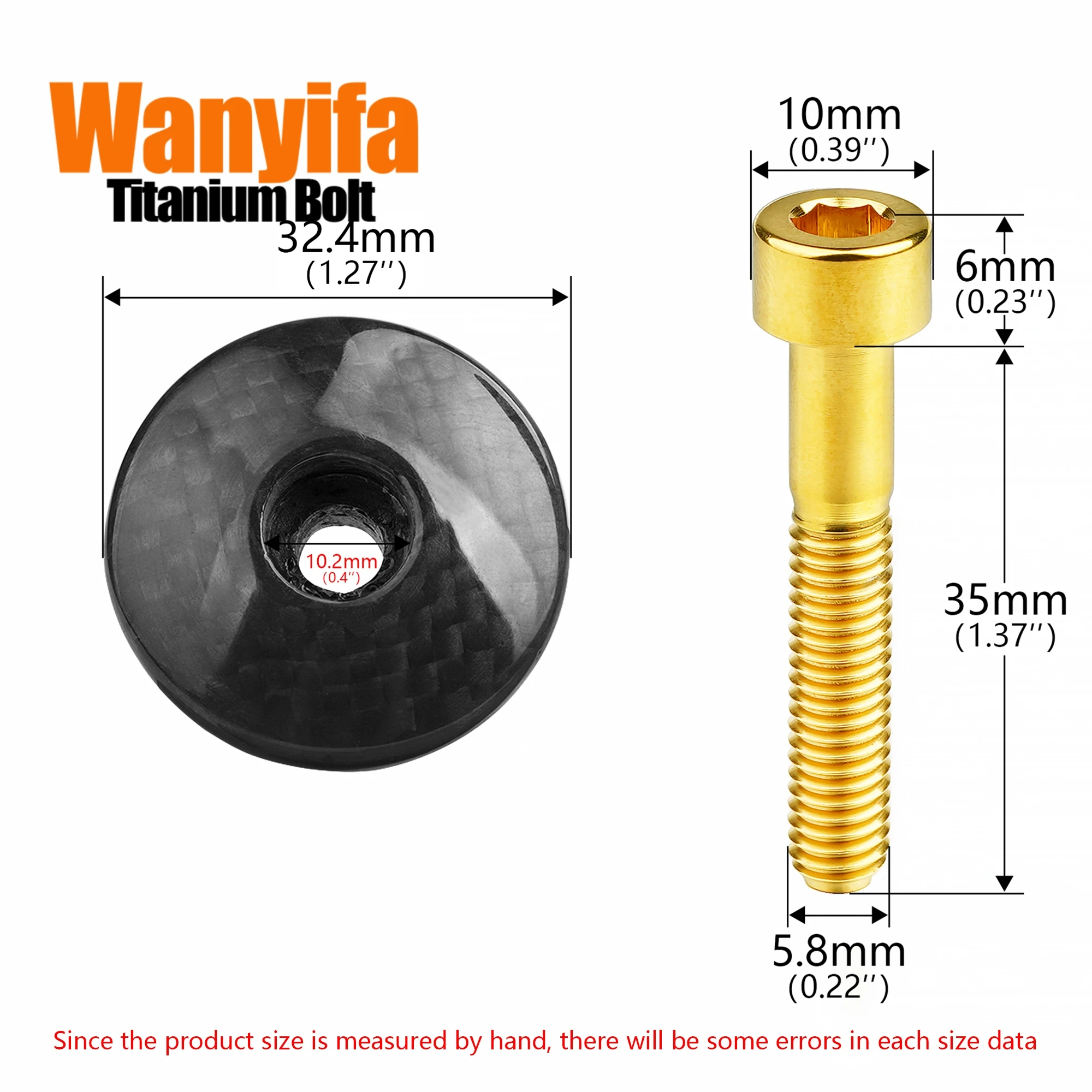 Wanyifa Bicycle Headset Steerer Fork Tube Headset Cap Carbon Fiber Top Cap with Bolt