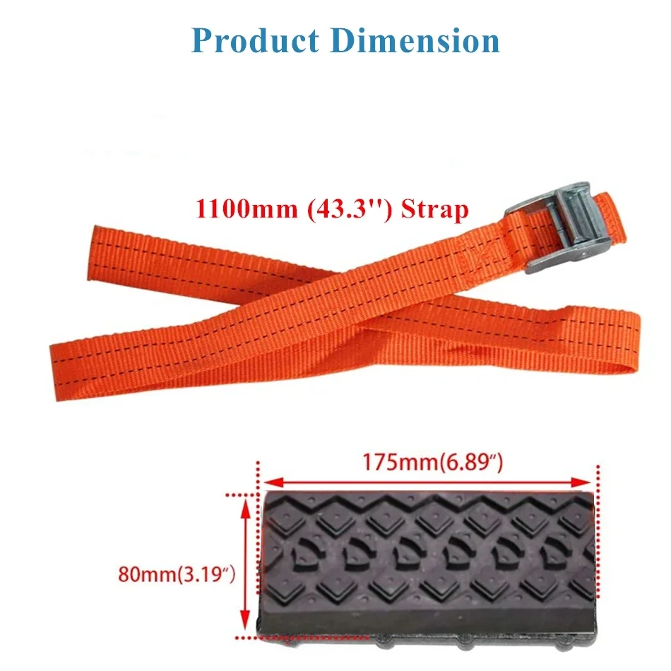 BENOO 1/2/4PCS Durable PU Anti-Skid Car Tire Traction Blocks With Bag Emergency Snow Mud Sand Tire Chain Straps For Snow Mud Ice