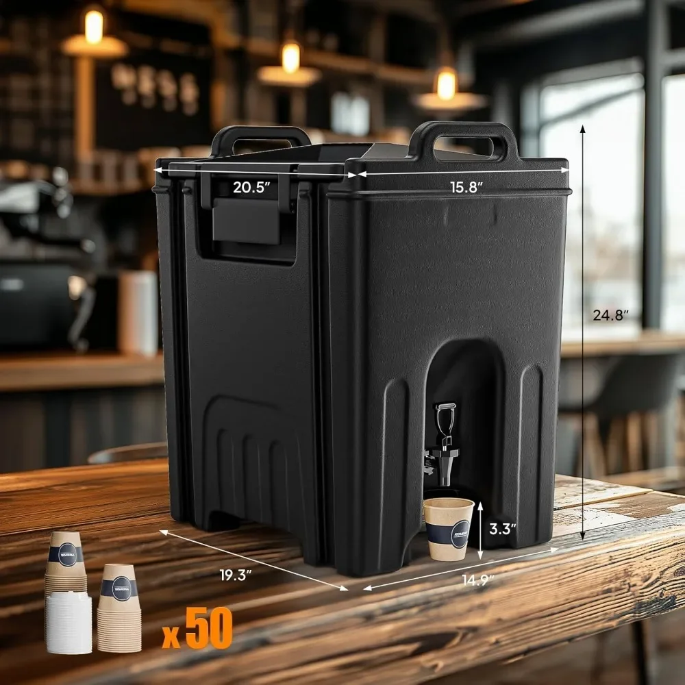 

12Gallon Insulated Beverage Dispenser, Ice and Hot Drink Server w/Handles, Faucet & 50 Cups, Food-grade LLDPE Drink Dispenser