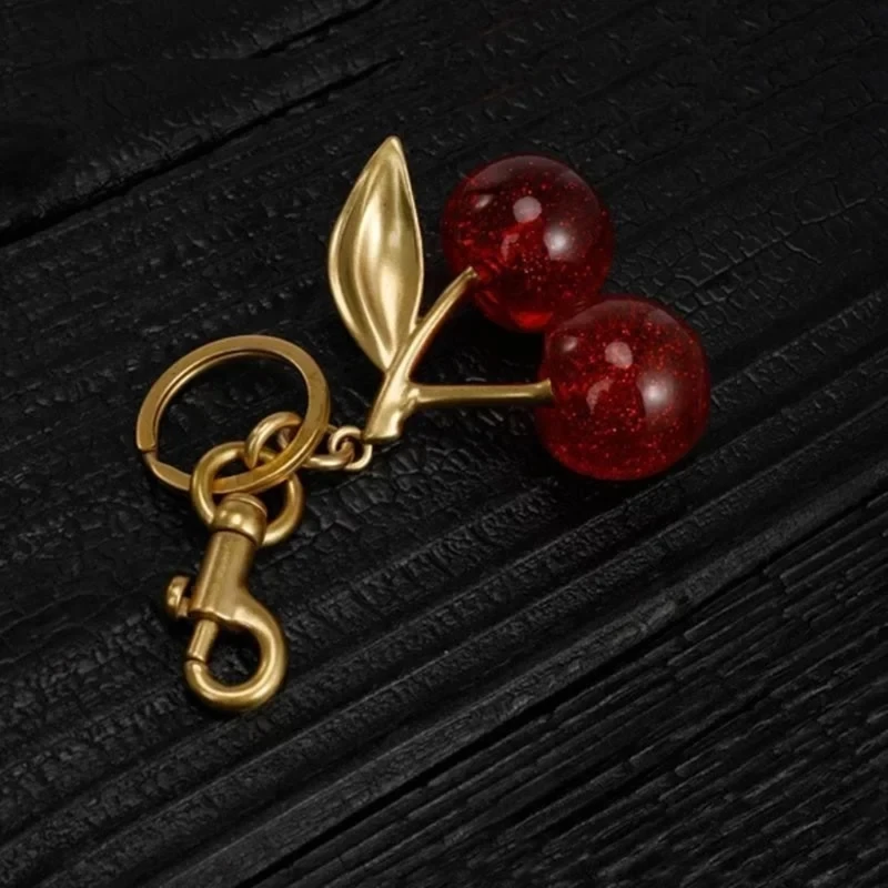 Leather Cherry Charm Accessory Cherry Pendant Keyring Adornment Fashionable Pendant for Bags Keys Wallet Backpacks