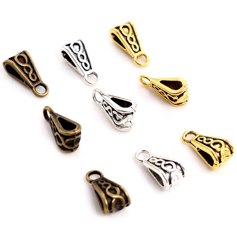 15x7mm 20pcs Antique Gold Silver Plated Clasps Pinch Bails Handmade Charms Pendant:DIY for bracelet necklace