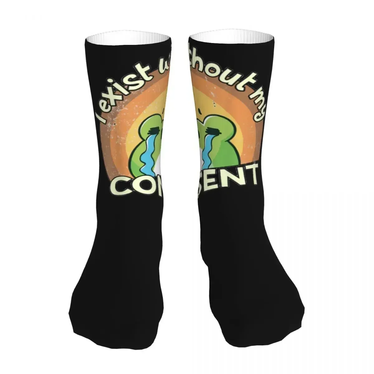 Men Bike I Exist Without My Consent Funny Frog Socks Cotton New Woman Sock