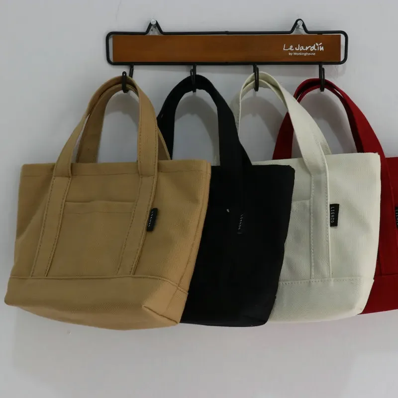 New Leisure Canvas Mini Tote Handbag Korean Designer Simple Small Tote Female Sac Shopper Purse Lunch Bag