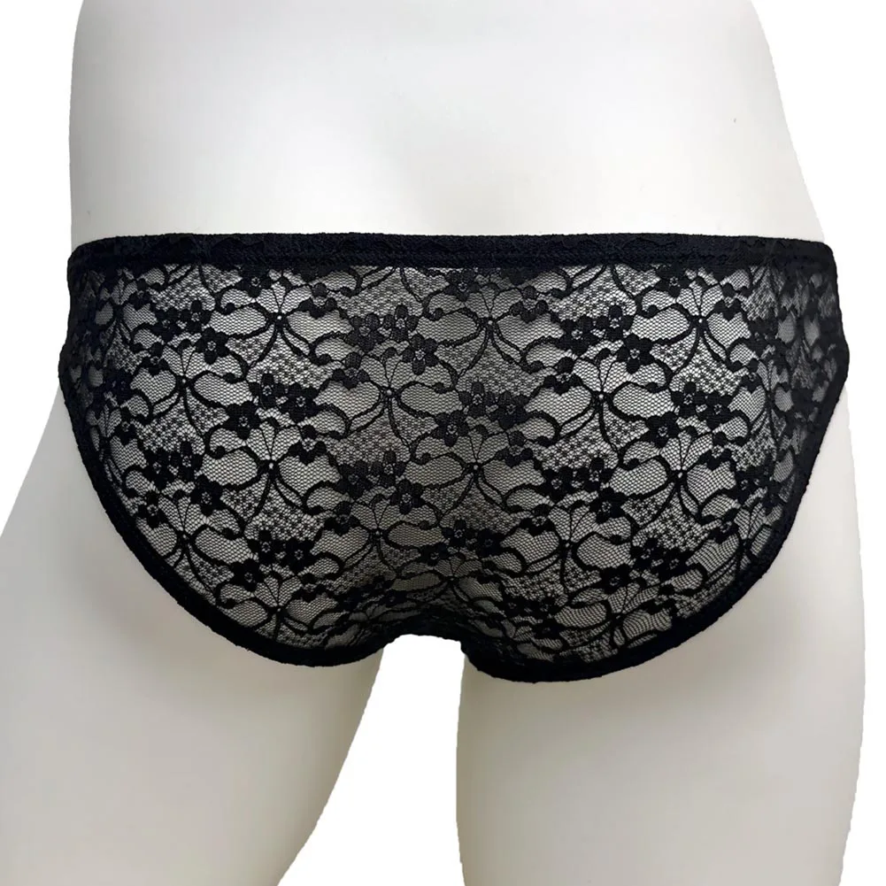 Men Lace Jacquard Briefs Couple Life Underwear Sheer Extreme Men's Panties Gay Sissy Bulge Pouch Thongs Hollow Exotic Lingerie