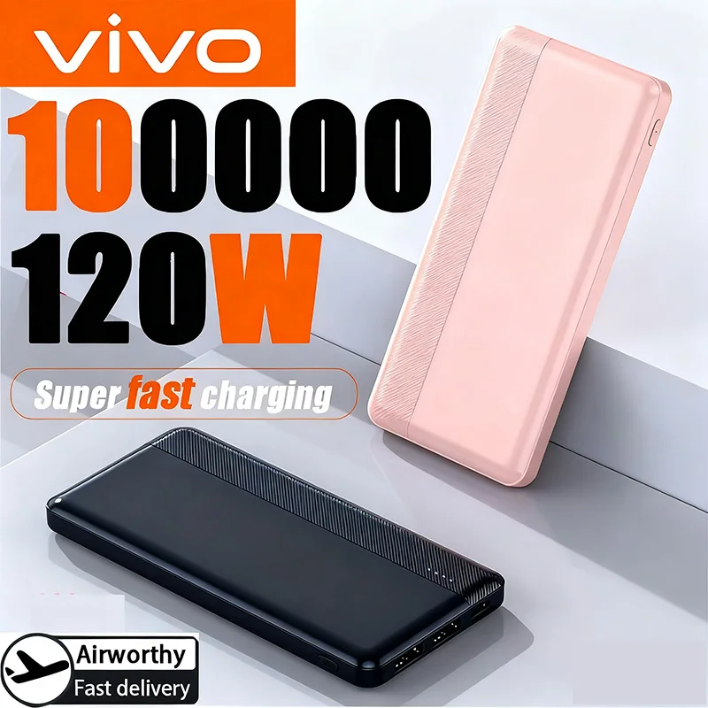 VIVO 100000mAh 120W قدرة عالية سوبر شحن سريع قوة البنك نوع C بطارية خارجية محمولة آيفون سامسونج Xiaomi