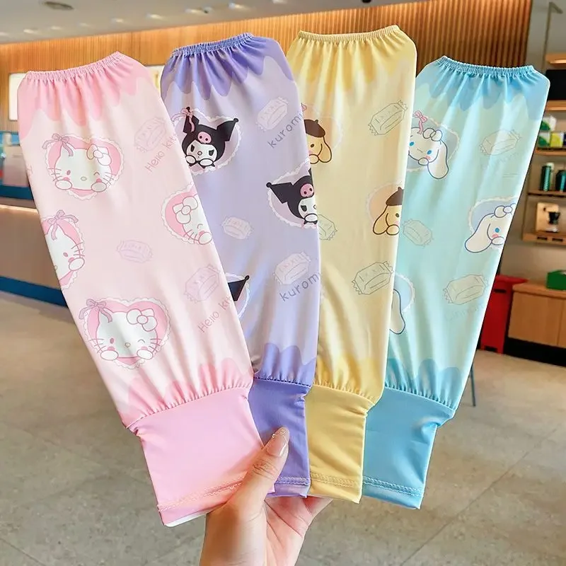 Sanrio Anime Cinnamoroll 1Pair Kids Arm Sleeves Sun Protection Cooling UV Protection Sleeves Anti-Slip Ice Silk Arm Covers Cute