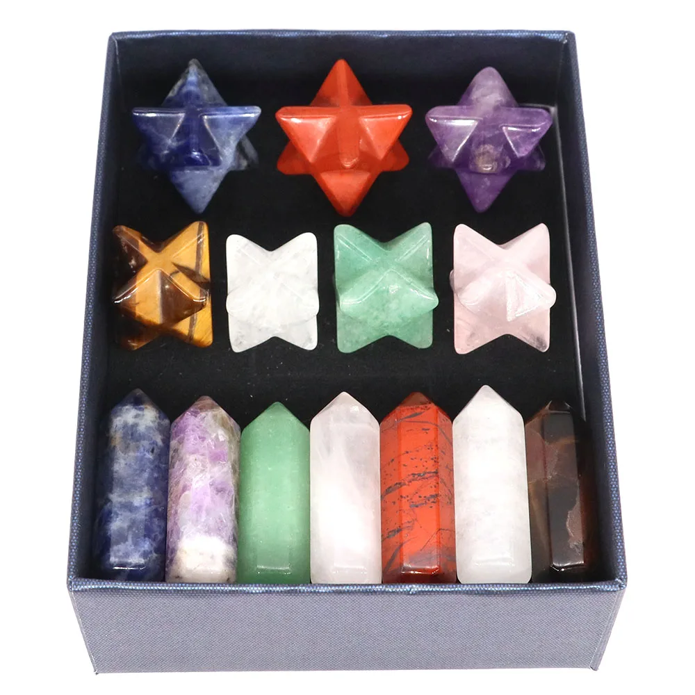 14pcs/set 7 čakra bod přirozený kámen broušené sklo křemen gemstones řemeslo dar skříňka reiki hojení energie minerální domácí dekorace velkoobchod