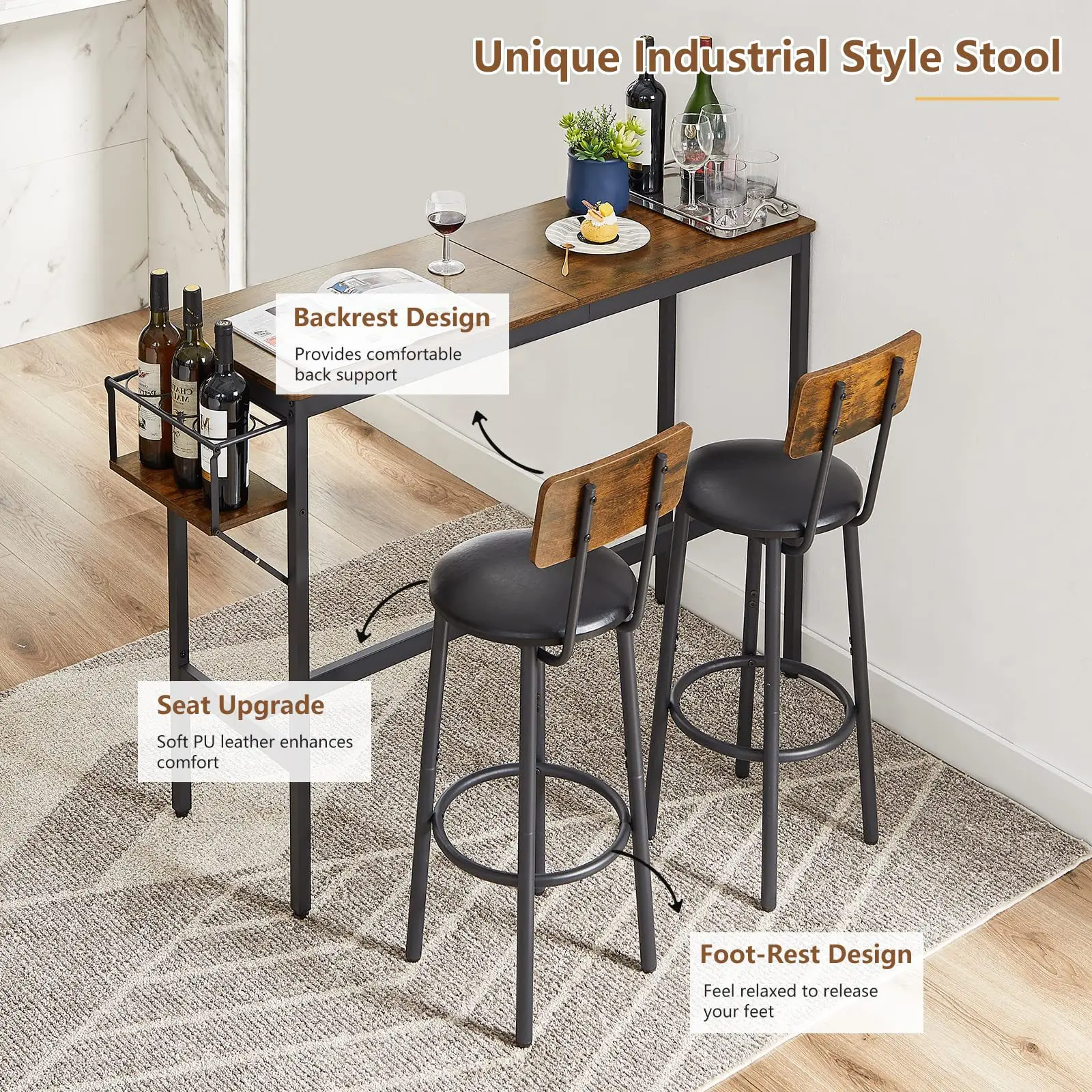 Bar table Modern simple light luxury soft bag high stool Home creative storage table