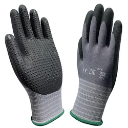 Gardening Work Gloves Nylon Spandex Super Grip Resistant Maxi High Flex Nitrile Micro Foam Dots Safety Mittens