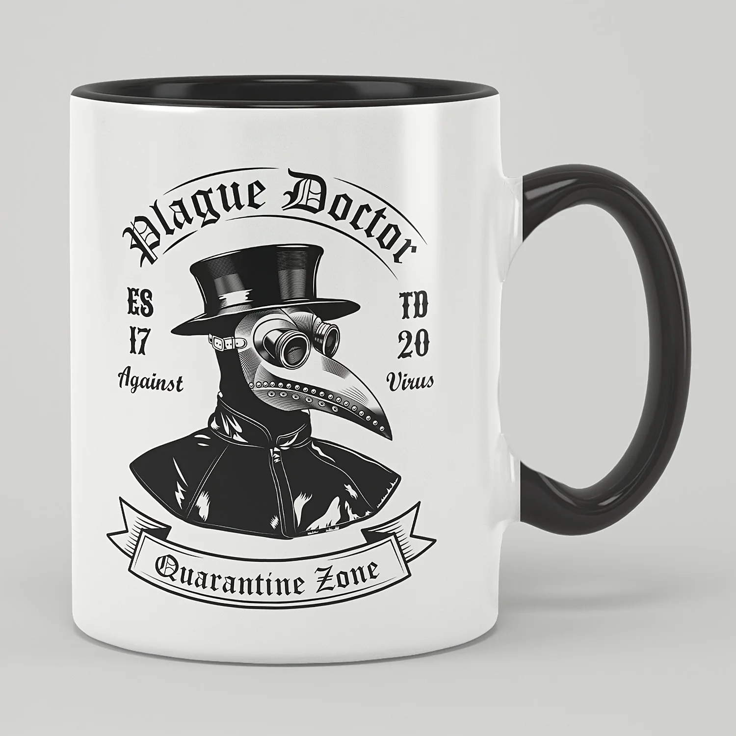 11oz 330ml Gothic Medieval Plague Doctor Ceramic Coffee Mug Black White Two Color Water Cup Winter Gift