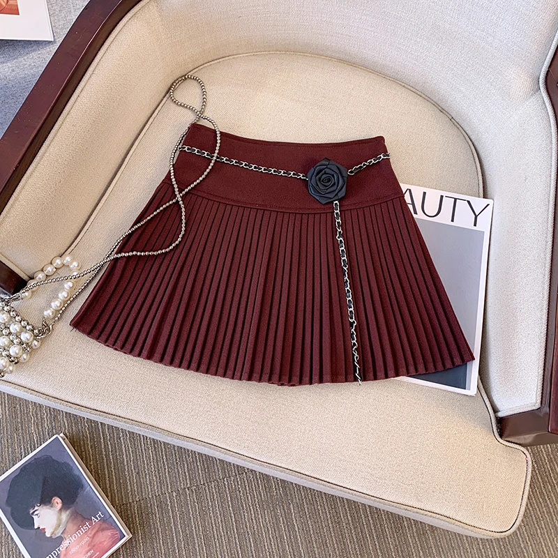 Women Temperament Pleated Skirts Korean Preppy Style Mini Skirts Chic Harajuku Casual Ladies A-line Short Skirt