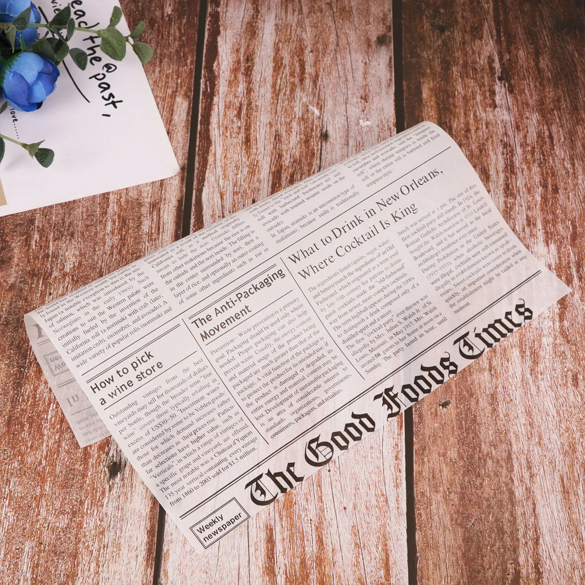 50Pcs Food Grade Grease Proof Baking Paper Sheets Newspaper Simulation Design Oil Water Resistant Liners for Hamburgers Hot