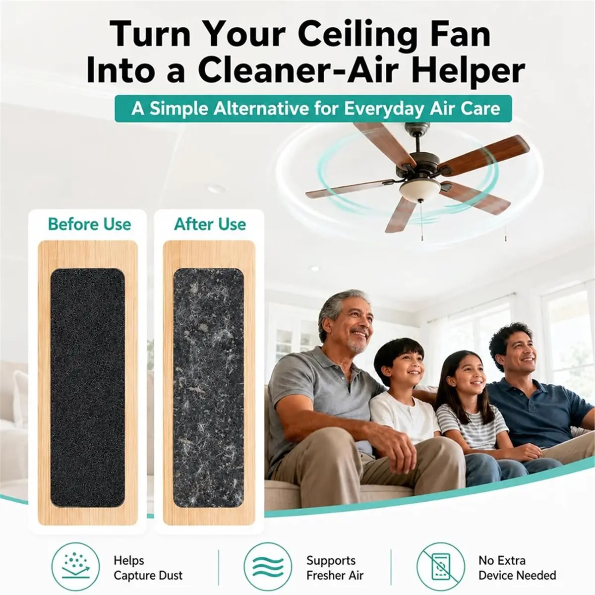 Multi-use Gear Ceiling Fan Filters for Blades 15 Pcs Activated Carbon Air Filter for Home Common Household Contaminants