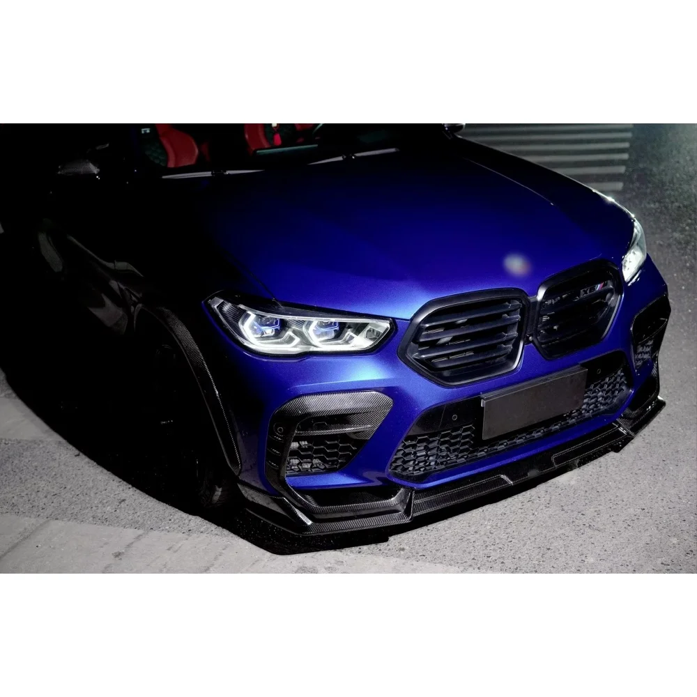 Car Front Lip Upgrade Aul Style Dry Carbon Fiber Front Bumper Lip Front Splitter Suitable for 19-23 X6M 5