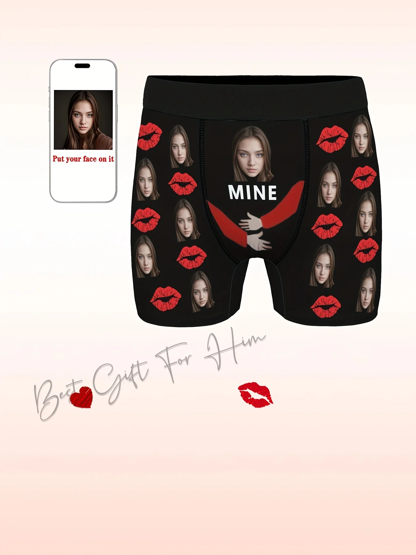 Custom Face Photo Men's Boxer Shorts, Personalized Funny Gift for Husband/Boyfriend/Dad, Novelty Birthday Christmas