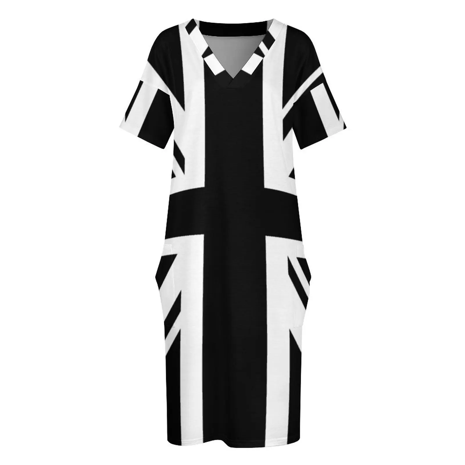 Union Jack B & W lose Tasche Kleid Damen bekleidung Frauen elegante lose Kleider Abendkleider