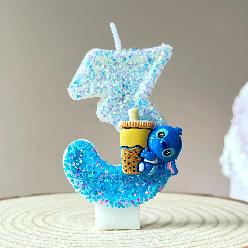 

Anime Lilo & Stitch 0-9 Number Candle Cute Disney 3D Stitch Cartoon Character Party Cake Plug-in Birthday Cake Decoration Gift