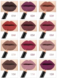 Professional 12 Color Wood Lip liner Waterproof Lady Charming Lip Liner Soft Pencil Makeup Women's Long Lasting Cosmetic Tool