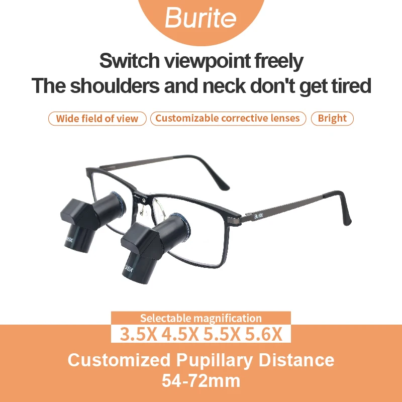 

Burite ERGO 3.5X-6.5X Surgery Medical Magnifying Glass Flip-up adjustable interpupillary magnifying glass 30-58cm Long Working