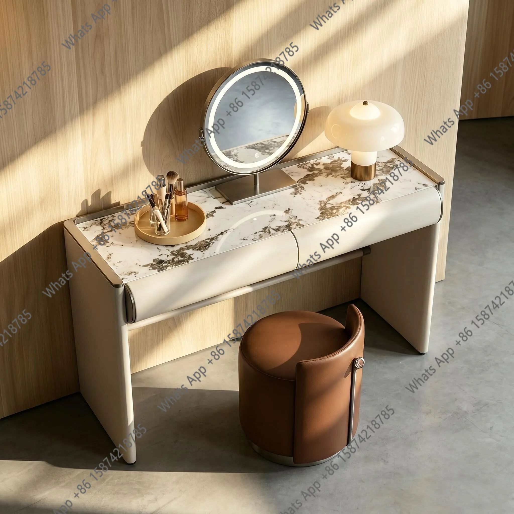

Italian minimalist natural marble Tianshan Muxue dressing table bedroom light luxury high-end makeup table new