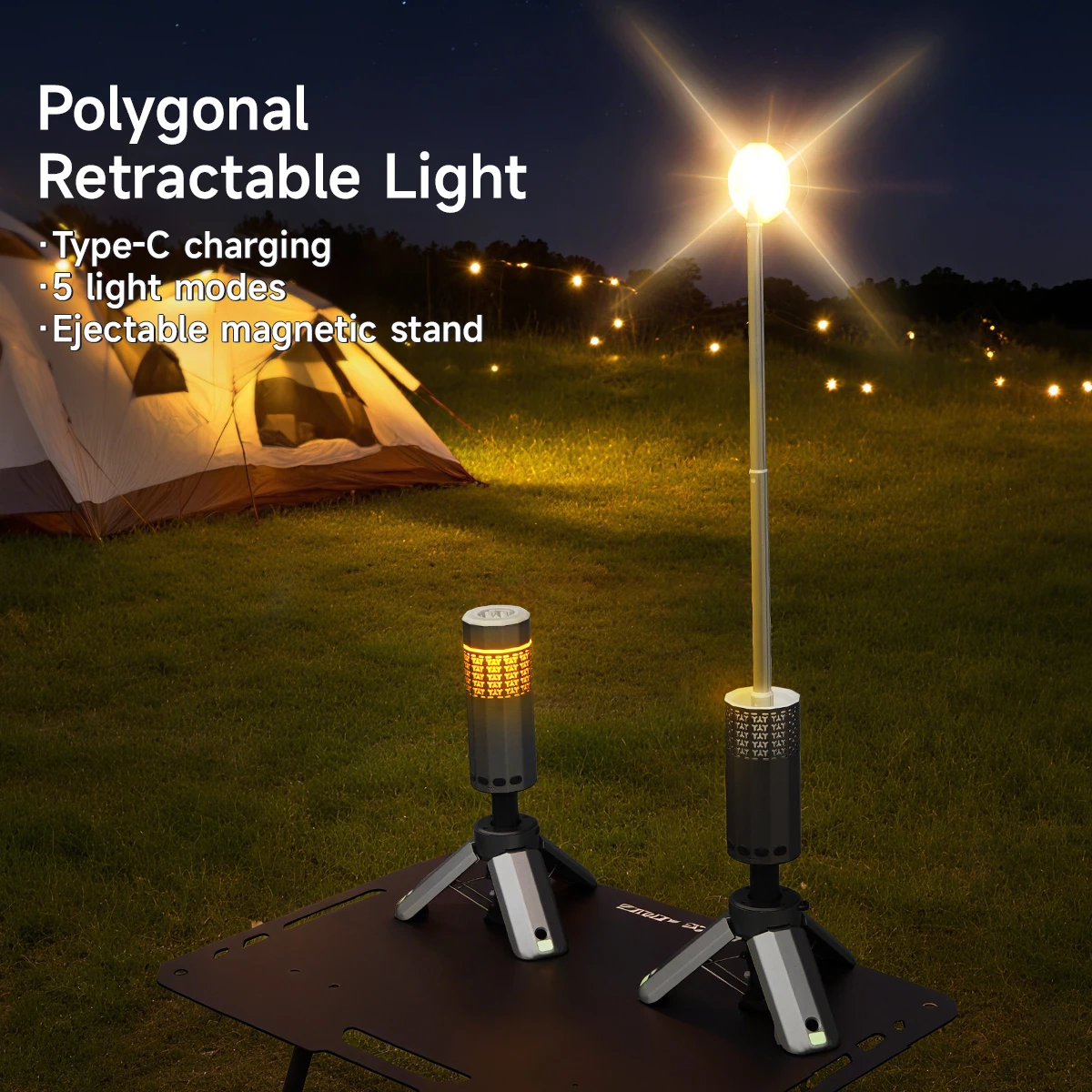 MOSLIGHTING 13000mAh Rechargeable Outdoor Camping Tent Lamp 1000LM Bright with Tripod Rotatable Telescopic LED RV Camping Lights