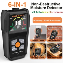 6-in-1 Handheld Digital Moisture Meter Pinless Wood Moisture Meters WT01 Moisture Detector Non-Destructive Water Leak Detector