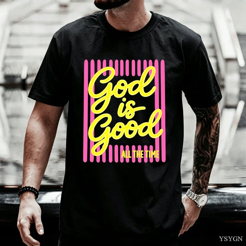 God Is Good All The Time Tee Cute Christian T-Shirt Faith Based T-Shirts Men Women Cotton Short Sleeve Round Neck Tees Clothing