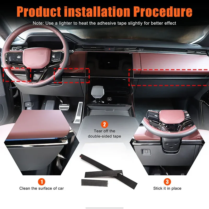 For Land Rover Range Rover Sport L461 2023+ ABS carbon fiber car center console decorative strip sticker car accessories 3Pcs
